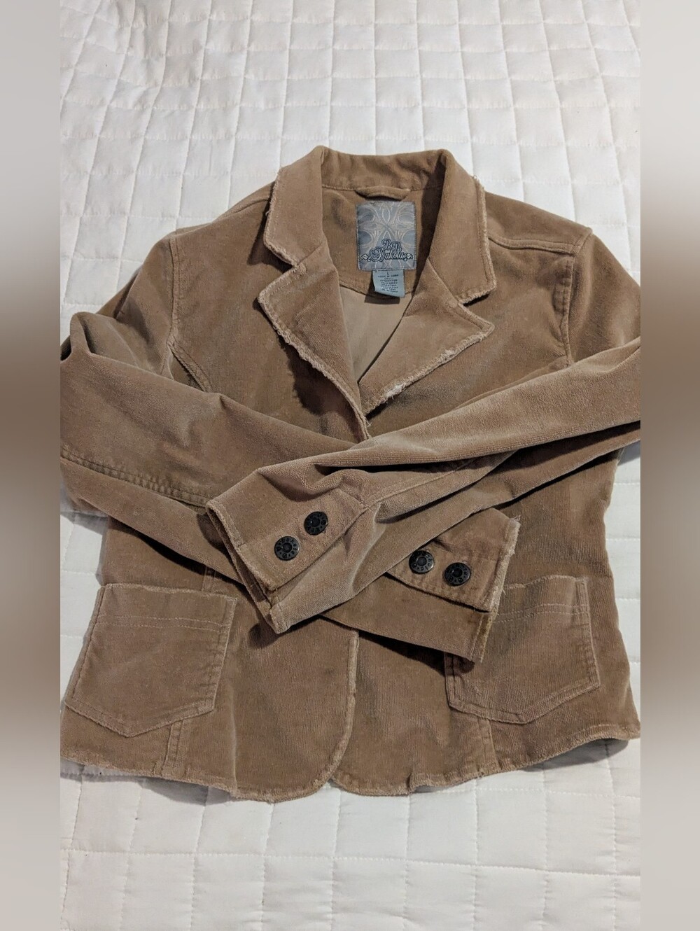 BB Dakota Tan Corduroy Jean Jacket with Button Accent